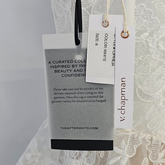 V. Chapman Ophilia Dress, White, Lace, Corset, Sheer, Embroidered, Size 8, NWT - Picture 4 of 11
